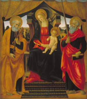 Virgin and Child between Saint Peter and Saint Paul by Vincenzo Frediani Oil Painting