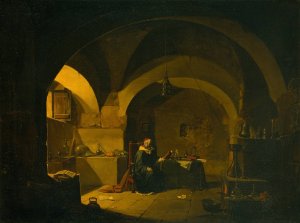A Chemist In His Laboratory by Vincenzo Giovannini Oil Painting