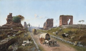 Via Appia all'altezza del IV Miglio by Vincenzo Giovannini Oil Painting