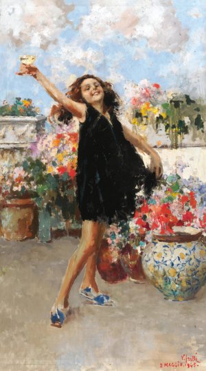 A Toast by Vincenzo Irolli Oil Painting