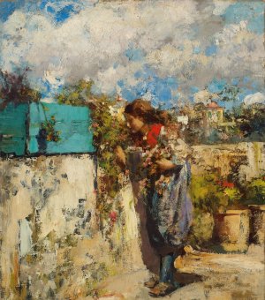 In the Garden by Vincenzo Irolli Oil Painting