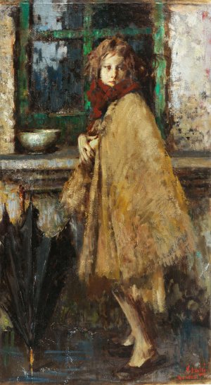 On a rainy day by Vincenzo Irolli Oil Painting
