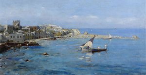 Villaggio sul mare Oil painting by Vincenzo Loria