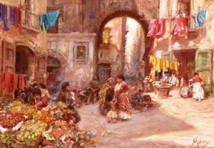 At the Market by Vincenzo Migliaro Oil Painting