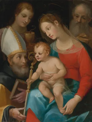 Madonna And Child With Saints Augustine, John The Evangelist And Joseph by Vincenzo Rustici Oil Painting