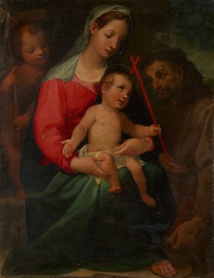 Madonna and Child with the Infant Saint John the Baptist and Saint Francis by Vincenzo Rustici Oil Painting