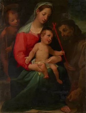 Madonna and Child with the Infant Saint John the Baptist and Saint Francis by Vincenzo Rustici Oil Painting