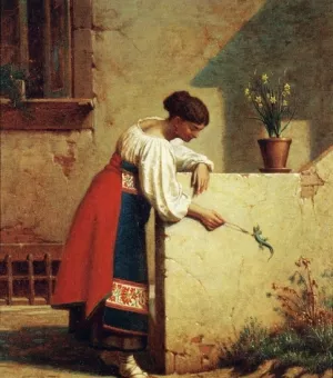 Italian Peasant Woman by Virgil Macey Williams Oil Painting