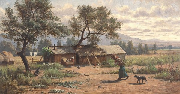 Main Product Photo of Settlement in the Napa Valley, Near St. Helena, California  Painting by Virgil Williams