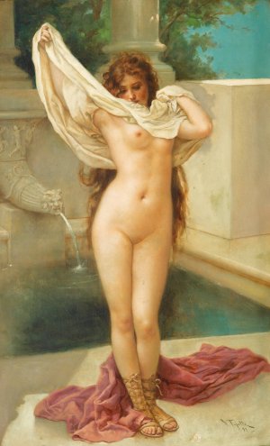 Bath time by Virgilio Tojetti Oil Painting
