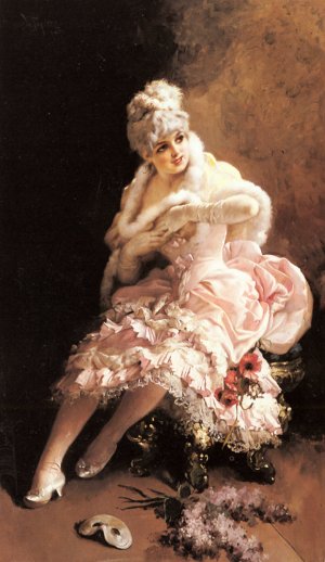 The Masquerade by Virgilio Tojetti Oil Painting