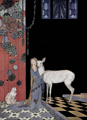 She threw her arms around the neck of Bonne-Biche by Virginia Frances Sterrett Oil Painting