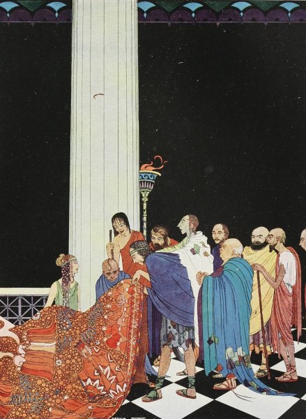 The voyagers examined the web of cloth  by Virginia Frances Sterrett - Hand-Painted Oil Painting Reproduction