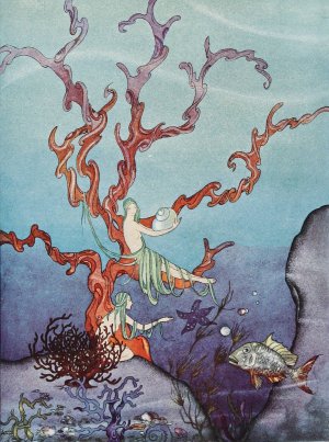 They brought along with them a great many beautiful shells by Virginia Frances Sterrett Oil Painting