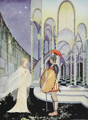 Thou hast slain the monster, cried Ariadne, clasping her hands by Virginia Frances Sterrett Oil Painting