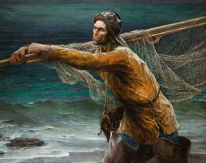 A Breton sailor by Virginie Demont-Breton Oil Painting