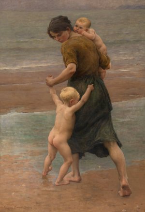 Into the Water! by Virginie Demont-Breton Oil Painting