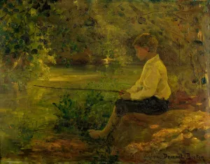 L'enfant a la peche by Virginie Demont-Breton Oil Painting