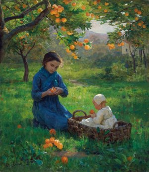 Under The Orange Tree by Virginie Demont-Breton Oil Painting