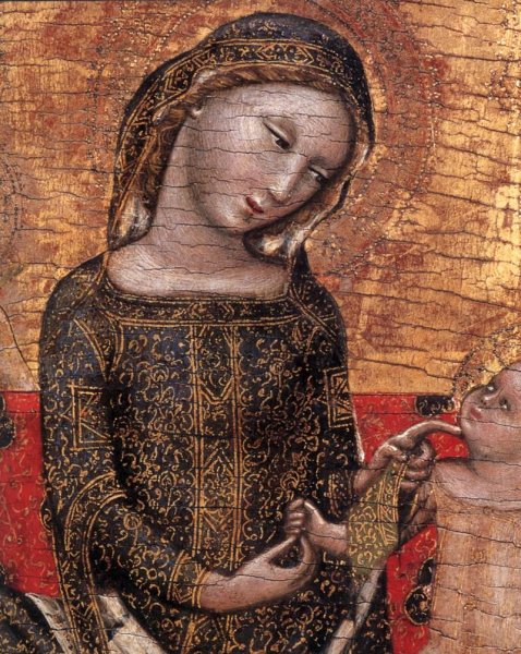 Madonna dell'Umilta (detail) by Vitale Da Bologna - Hand-Painted Oil Painting Reproduction