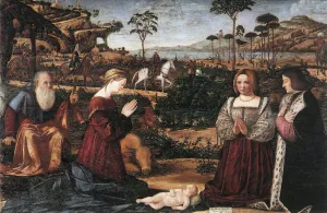 Holy Family with Two Donors Oil painting by Vittore Carpaccio