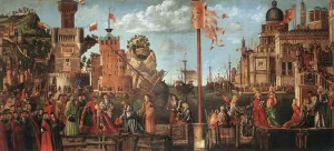 Meeting of the Betrothed Couple and the Departure of the Pilgrims by Vittore Carpaccio - Oil Painting Reproduction