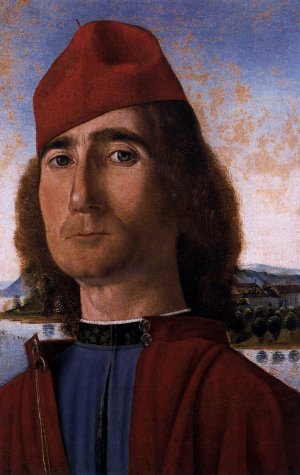 Portrait of an Unknown Man with Red Beret Oil painting by Vittore Carpaccio