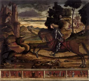 St George and the Dragon Oil painting by Vittore Carpaccio
