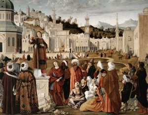 The Sermon of St Stephen by Vittore Carpaccio Oil Painting