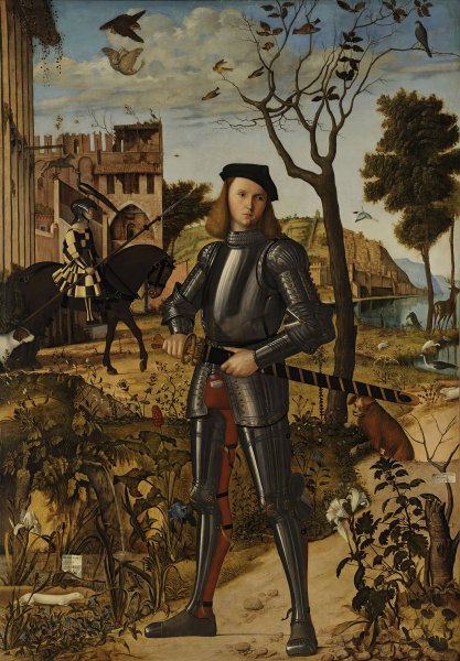Young Knight in a Landscape  by Vittore Carpaccio - Hand-Painted Oil Painting Reproduction