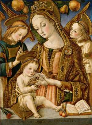Madonna and Child with Two Angels by Vittore Crivelli Oil Painting