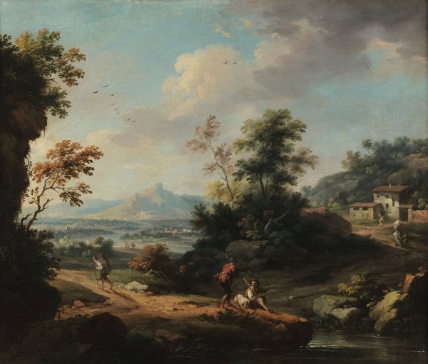Main Product Photo of Landscape with figures  Painting by Vittorio Amedeo Cignaroli  