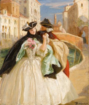 Karneval in Venedig by Vittorio Emanuele Bressanin Oil Painting