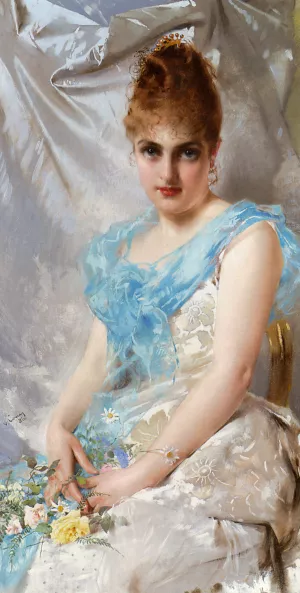 A Spring Beauty by Vittorio Matteo Corcos - Oil Painting Reproduction