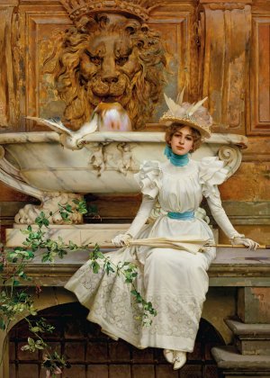 Alla fontana by Vittorio Matteo Corcos Oil Painting