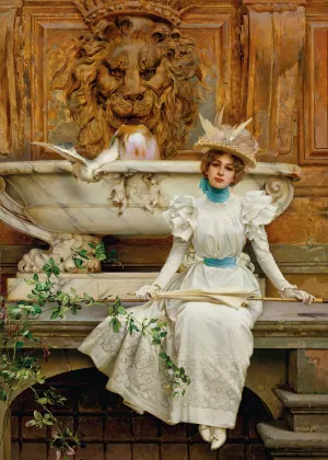 Alla fontana by Vittorio Matteo Corcos Oil Painting