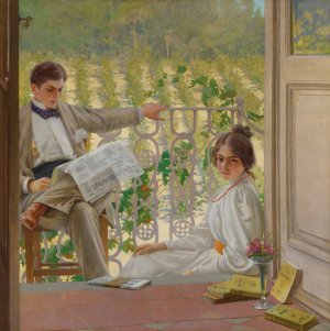 An Afternoon on the Porch by Vittorio Matteo Corcos Oil Painting