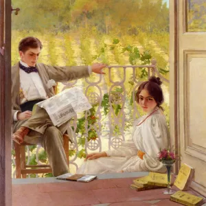 An Afternoon on the Porch by Vittorio Matteo Corcos - Oil Painting Reproduction