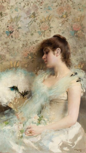 Girl with hummingbirds by Vittorio Matteo Corcos Oil Painting