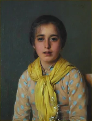 Girl with Yellow Shawl by Vittorio Matteo Corcos - Oil Painting Reproduction