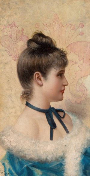 Profile Portrait of a Young Beauty by Vittorio Matteo Corcos Oil Painting