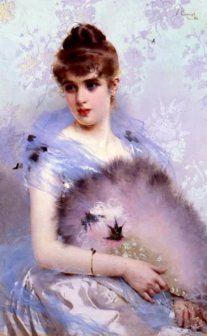 The Feathered Fan by Vittorio Matteo Corcos - Oil Painting Reproduction
