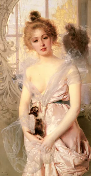 The New Kitten by Vittorio Matteo Corcos Oil Painting