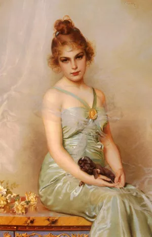 The Wounded Puppy by Vittorio Matteo Corcos - Oil Painting Reproduction