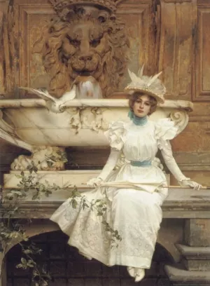Waiting by the Fountain by Vittorio Matteo Corcos Oil Painting