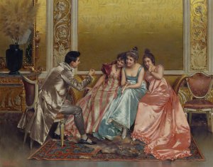 A Captive Audience by Vittorio Reggianini Oil Painting