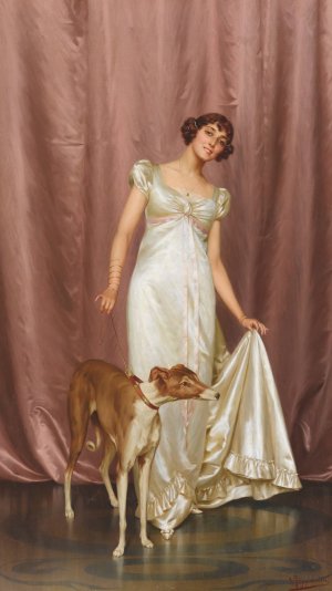 An Elegant Lady by Vittorio Reggianini Oil Painting