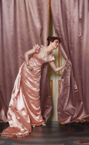 Eavesdropping by Vittorio Reggianini Oil Painting