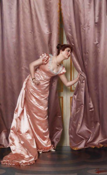Eavesdropping by Vittorio Reggianini - Hand-Painted Oil Painting Reproduction