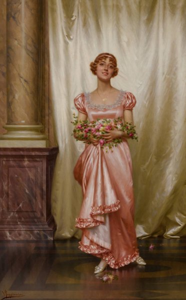 Roses by Vittorio Reggianini - Hand-Painted Oil Painting Reproduction
